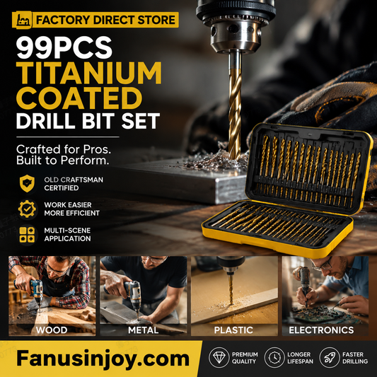 🔥High-efficiency tool favored by veteran craftsmen!Factory Outlet-99pcs Titanium Coated Drill Bit Set