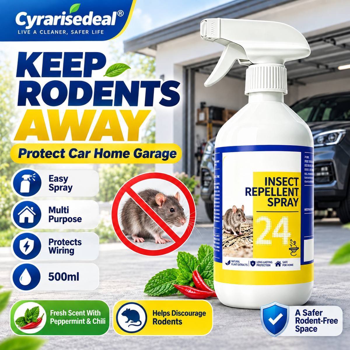 🐀49% OFF NOW ! ✨All-Purpose Rodent Repellent Spray – Non-Toxic Safe Indoor Mouse Deterrent