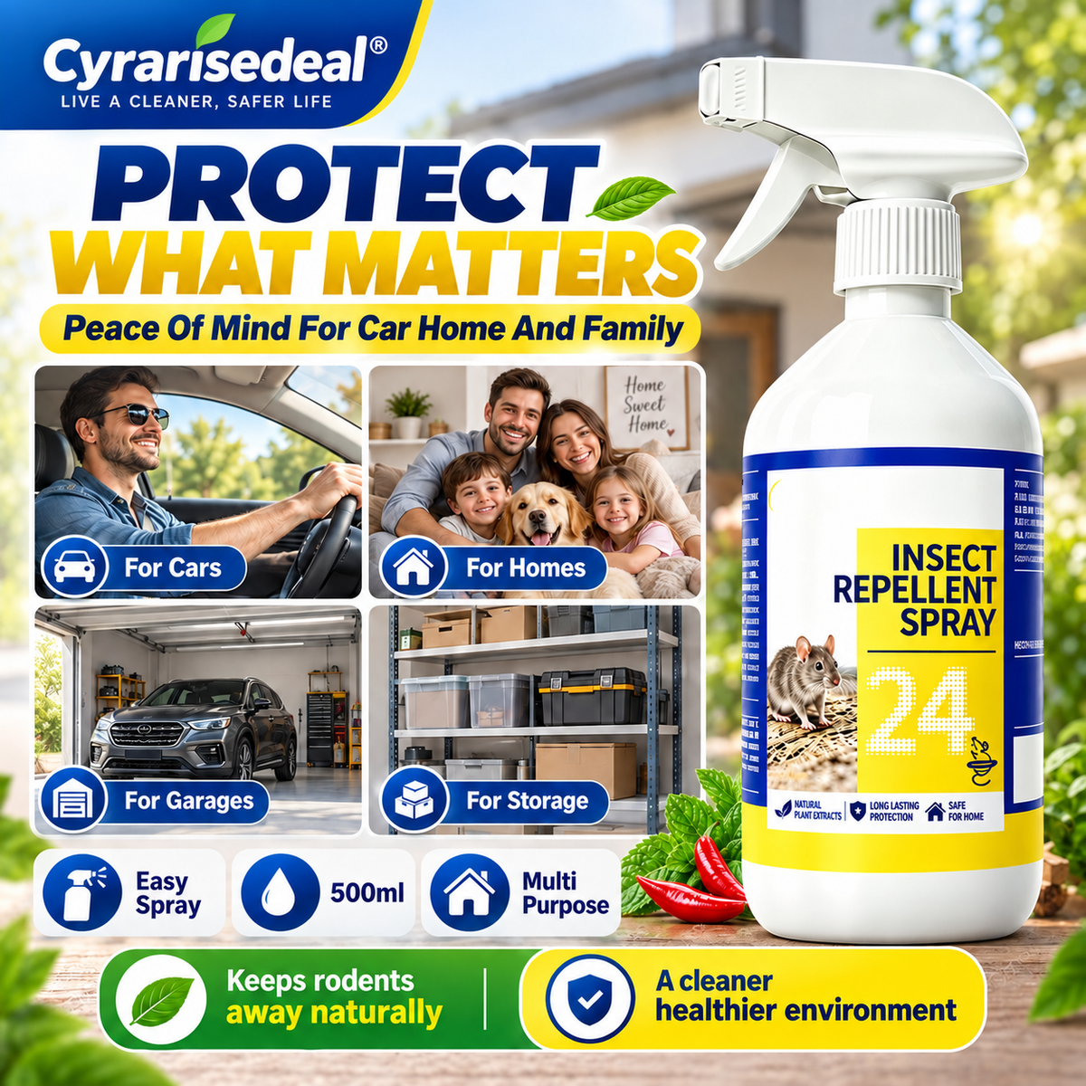 🐀49% OFF NOW ! ✨All-Purpose Rodent Repellent Spray – Non-Toxic Safe Indoor Mouse Deterrent