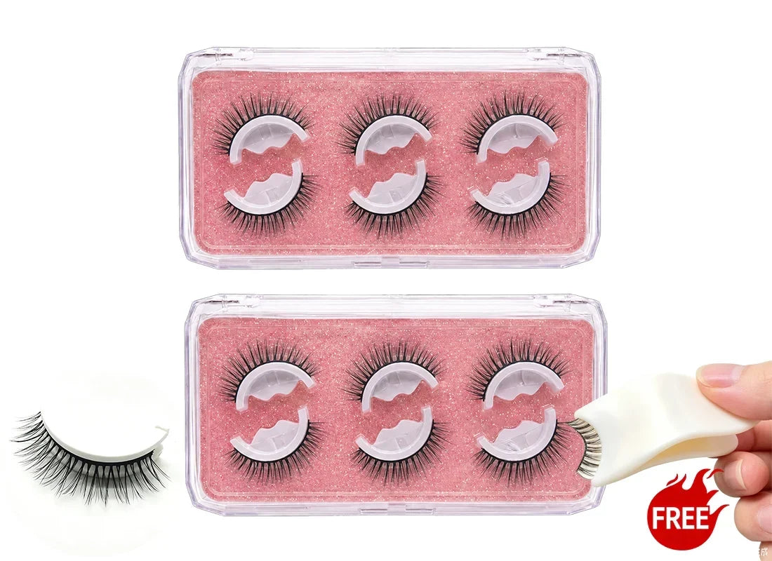 🎉2026 Sale Over 38K+ Sold!👁️Reusable Self-Adhesive False Eyelashes｜Glue-Free Natural Curly Press-On Lashes✨
