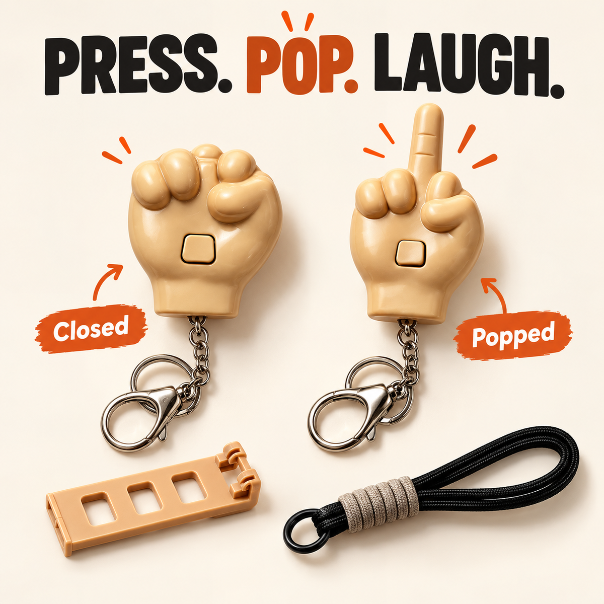 😂Press-to-Pop Middle Finger Keychain & Phone Stand Set