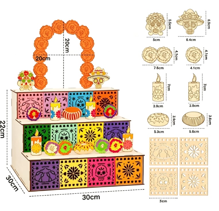 ✨Last Day 49% OFF - 🎃🏵️Day of the Dead Wooden Altar Display Set | 💕Death is not the end of life, forgetting is