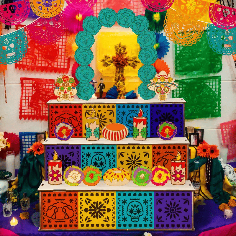 ✨Last Day 49% OFF - 🎃🏵️Day of the Dead Wooden Altar Display Set | 💕Death is not the end of life, forgetting is