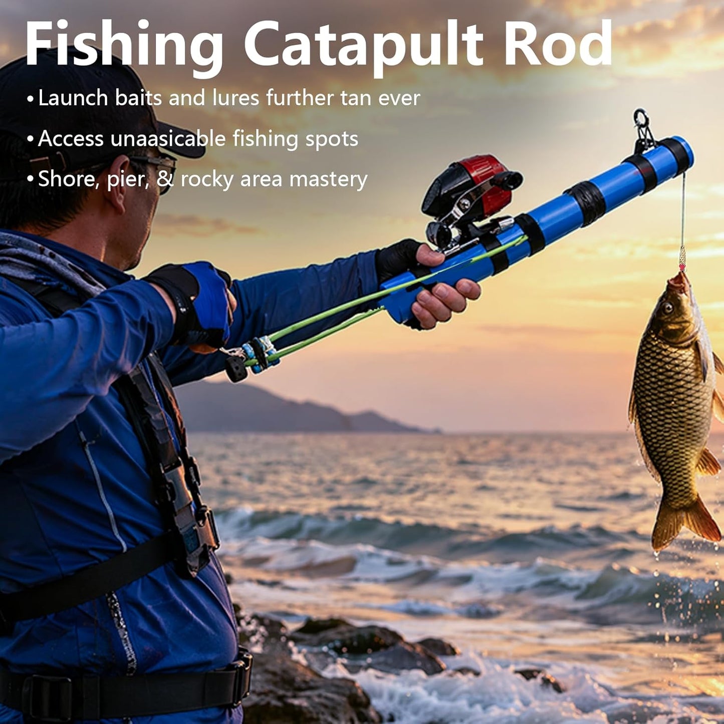 Baiting device, lure launcher, spinning reel, lure rod