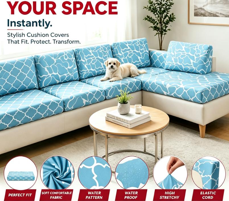 💗LAST DAY SALE 50% OFF⚡50K+ SOLD💕Patio Sofa Cushion Cover – Stretch, Water-Resistant ✨