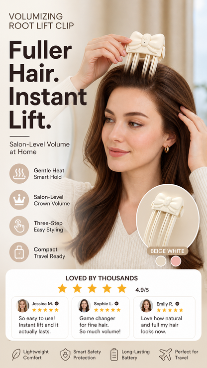 📢50% OFF !! ⏰Wireless Heated Volumizing Root Lift Clip - Salon Crown Volume Styling Tool for Fine Flat Hair