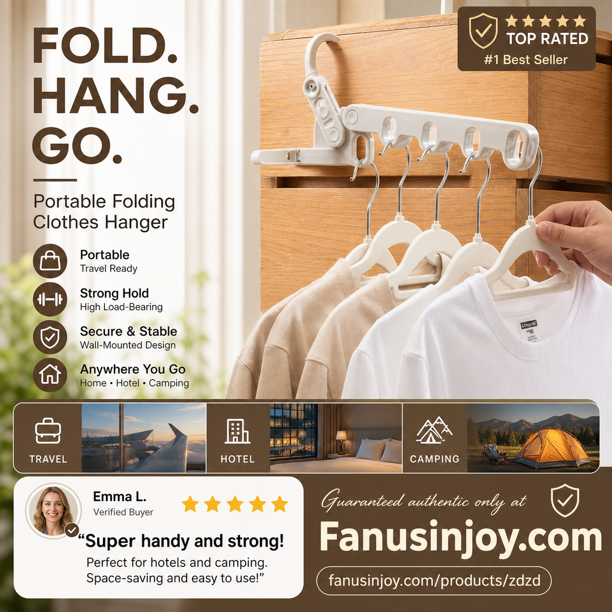 🥼Hang clothes anywhere you want！Portable Foldable Clothes Hanger