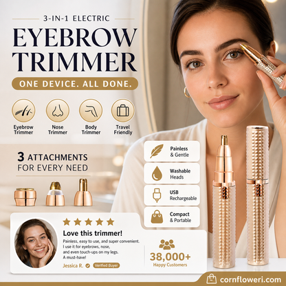 ⏰Portable Electric Eyebrow Trimmer – Interchangeable Heads 🪒