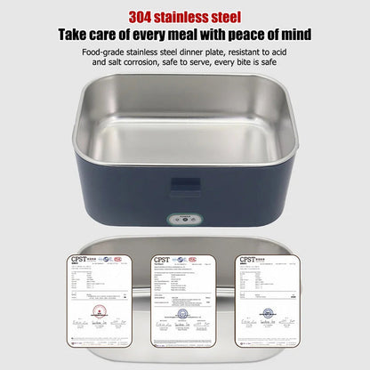 🔌 Portable Electric Lunch Box – Food Heater, 1.8L Stainless Steel & Leak-Proof – With Bag & Utensils 🥣