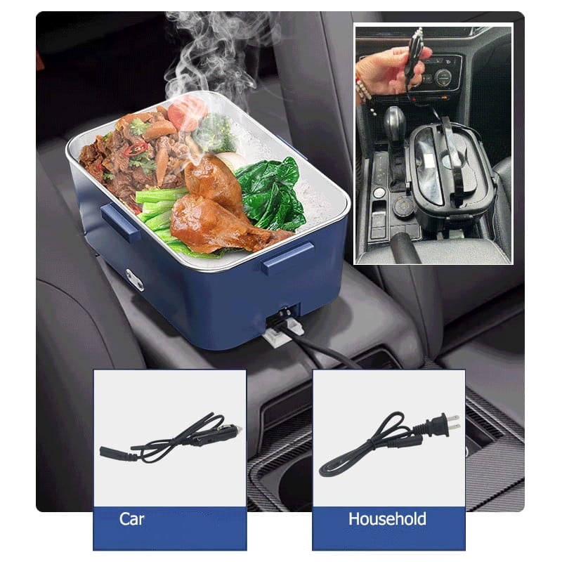 🔌 Portable Electric Lunch Box – Food Heater, 1.8L Stainless Steel & Leak-Proof – With Bag & Utensils 🥣