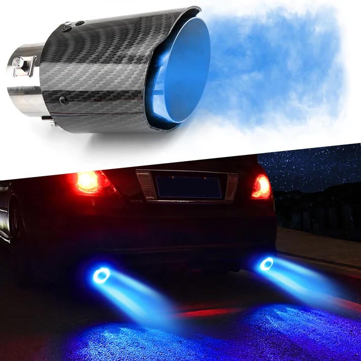 🎉 Car Tuning Carbon Fiber LED Light Emitting Exhaust Pipe (High Temperature Resistant)