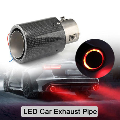 🎉 Car Tuning Carbon Fiber LED Light Emitting Exhaust Pipe (High Temperature Resistant)