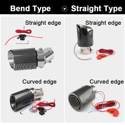 🎉 Car Tuning Carbon Fiber LED Light Emitting Exhaust Pipe (High Temperature Resistant)