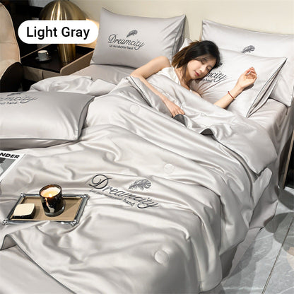 ⏰Last Day Sale 50% OFF🥰 ✨Summer Simple Ice Silk Quilt❄️ Ultra Cool Anti-Sweat Thin Quilt, Machine Washable Bedding