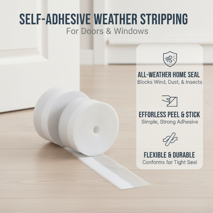 16.4Ft Door Weather Stripping | Self-Adhesive Weather Stripping for Doors & Windows