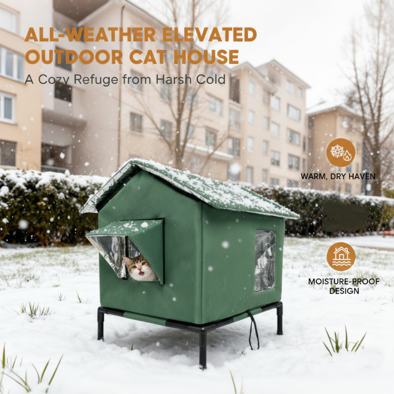 📢📢50% OFF !! ⏰All-Weather Elevated Outdoor Cat House🐱