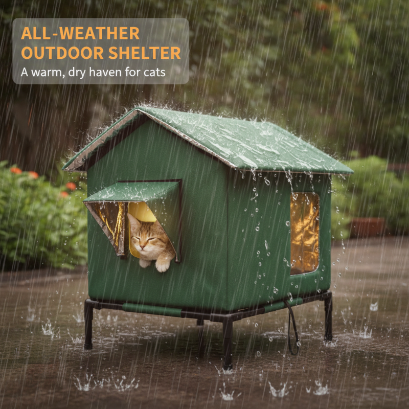 📢📢50% OFF !! ⏰All-Weather Elevated Outdoor Cat House🐱