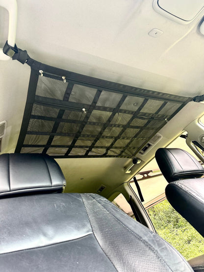 🚤50% OFF NOW! Overhead Mesh Gear Storage Net, Adjustable Car Roof Storage Bag, Multi‑Pocket Ceiling Mesh Organizer for SUV, Van, 4x4, Boat & Rooftop Tent, Holds Fishing Gear & Outdoor Supplies