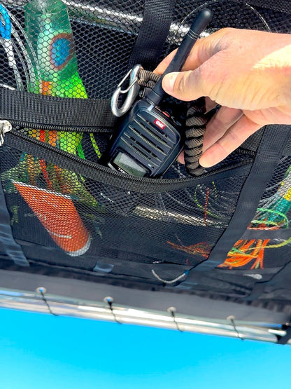 🚤50% OFF NOW! Overhead Mesh Gear Storage Net, Adjustable Car Roof Storage Bag, Multi‑Pocket Ceiling Mesh Organizer for SUV, Van, 4x4, Boat & Rooftop Tent, Holds Fishing Gear & Outdoor Supplies