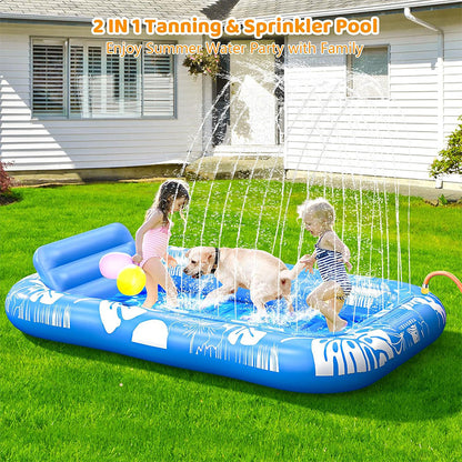 💦Inflatable Tanning Pool Lounger – Smart spray cools you automatically. Detachable pillow, cup holders & safety handles. Holds 2 adults (350lb). Perfect for garden or beach! 🏖️🌞