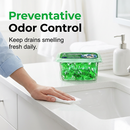 🥳2026 HOT SALE🥳💞50K+ SOLD!🏠💧 50% OFF! Drain Deodorizer Pods – Bio-Enzyme Drain Cleaner & Odour Eliminator. Instant fresh scent, no harsh chemicals. Say goodbye to embarrassing odours. 🚰✅