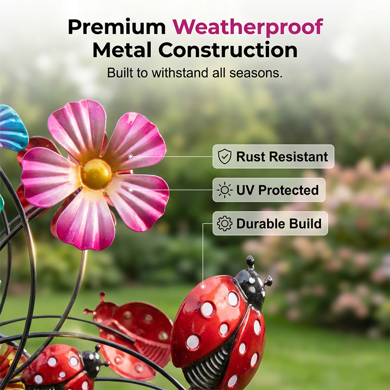 🔥Hot Sale🔥Solar-Powered Wind Spinner for Garden– 3D Rotating Decoration, Color-Changing LED, Weatherproof Outdoor Yard Stake 🌸