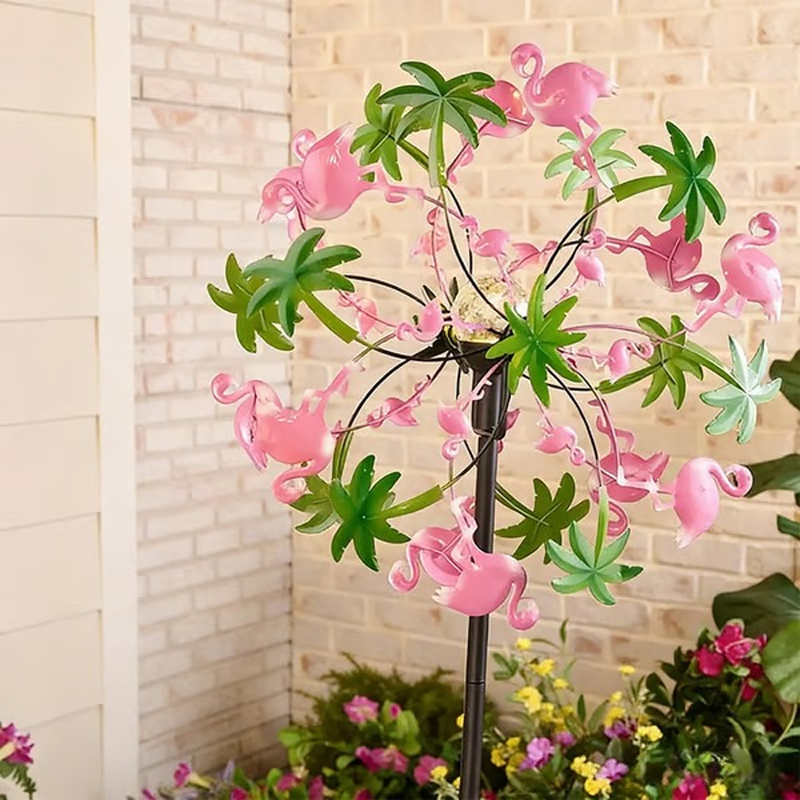 🔥Hot Sale🔥Solar-Powered Wind Spinner for Garden– 3D Rotating Decoration, Color-Changing LED, Weatherproof Outdoor Yard Stake 🌸