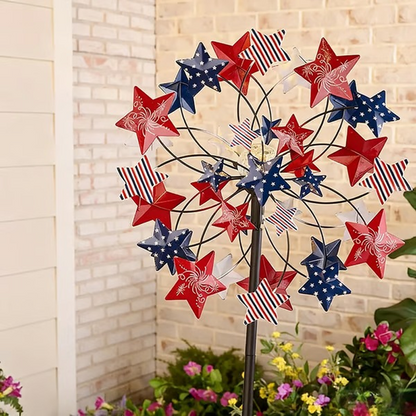 🔥Hot Sale🔥Solar-Powered Wind Spinner for Garden– 3D Rotating Decoration, Color-Changing LED, Weatherproof Outdoor Yard Stake 🌸