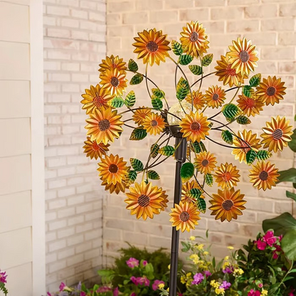 🔥Hot Sale🔥Solar-Powered Wind Spinner for Garden– 3D Rotating Decoration, Color-Changing LED, Weatherproof Outdoor Yard Stake 🌸