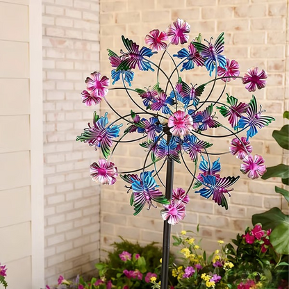 🔥Hot Sale🔥Solar-Powered Wind Spinner for Garden– 3D Rotating Decoration, Color-Changing LED, Weatherproof Outdoor Yard Stake 🌸