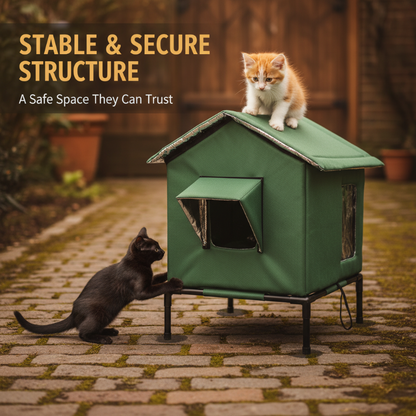 🏠 LIMITED-TIME 50% OFF! 🐈 All-Weather Elevated Outdoor Cat House – Waterproof, Insulated, Foldable 🌧️
