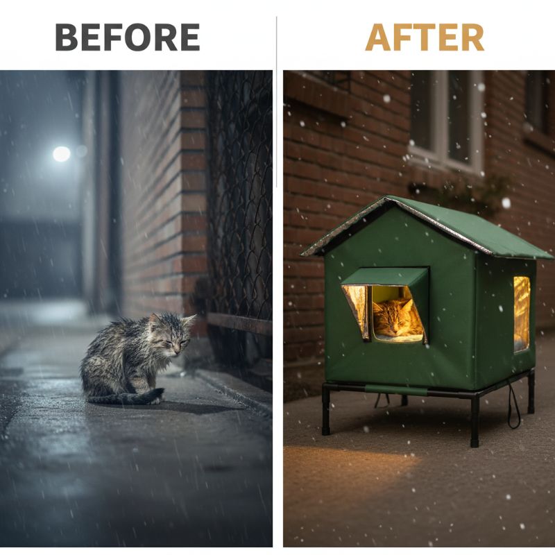 🏠 LIMITED-TIME 50% OFF! 🐈 All-Weather Elevated Outdoor Cat House – Waterproof, Insulated, Foldable 🌧️