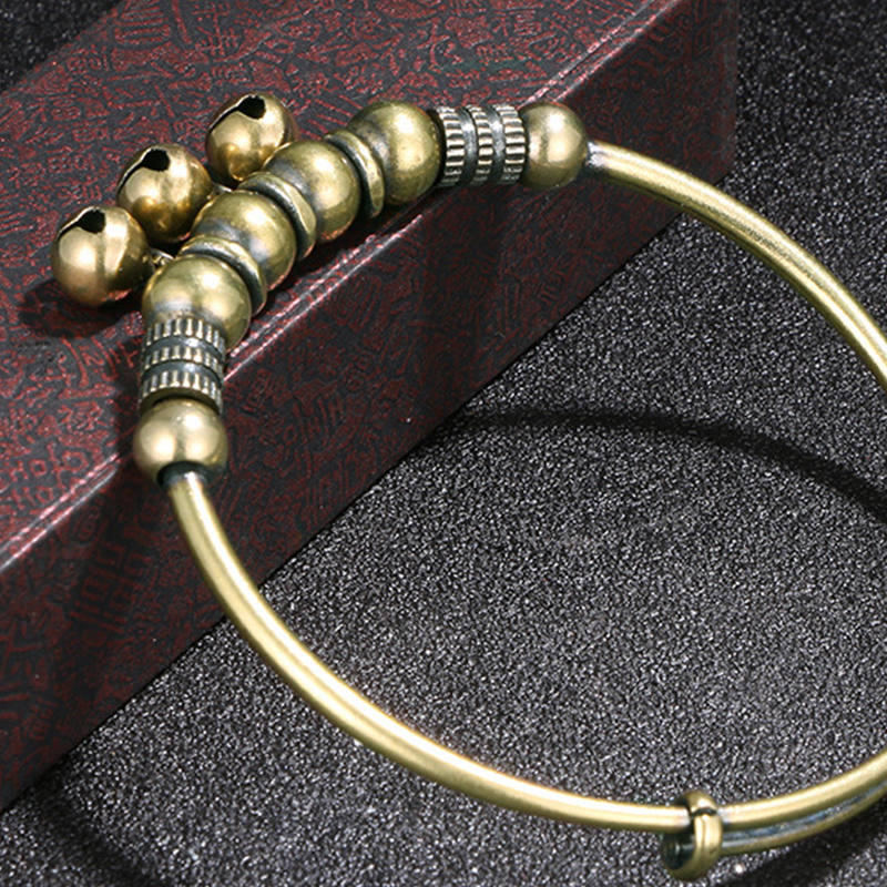 ✨ LIMITED-TIME 50% OFF! ✨ Adjustable Bell Bangle – Vintage Brass, Beads, Jingle, Lightweight 💫