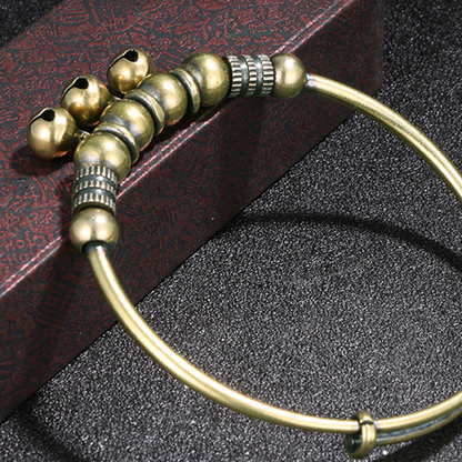 ✨ LIMITED-TIME 50% OFF! ✨ Adjustable Bell Bangle – Vintage Brass, Beads, Jingle, Lightweight 💫
