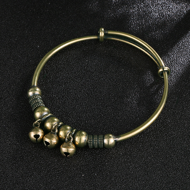 ✨ LIMITED-TIME 50% OFF! ✨ Adjustable Bell Bangle – Vintage Brass, Beads, Jingle, Lightweight 💫