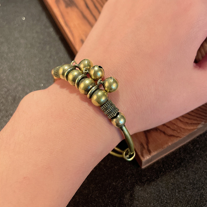✨ LIMITED-TIME 50% OFF! ✨ Adjustable Bell Bangle – Vintage Brass, Beads, Jingle, Lightweight 💫