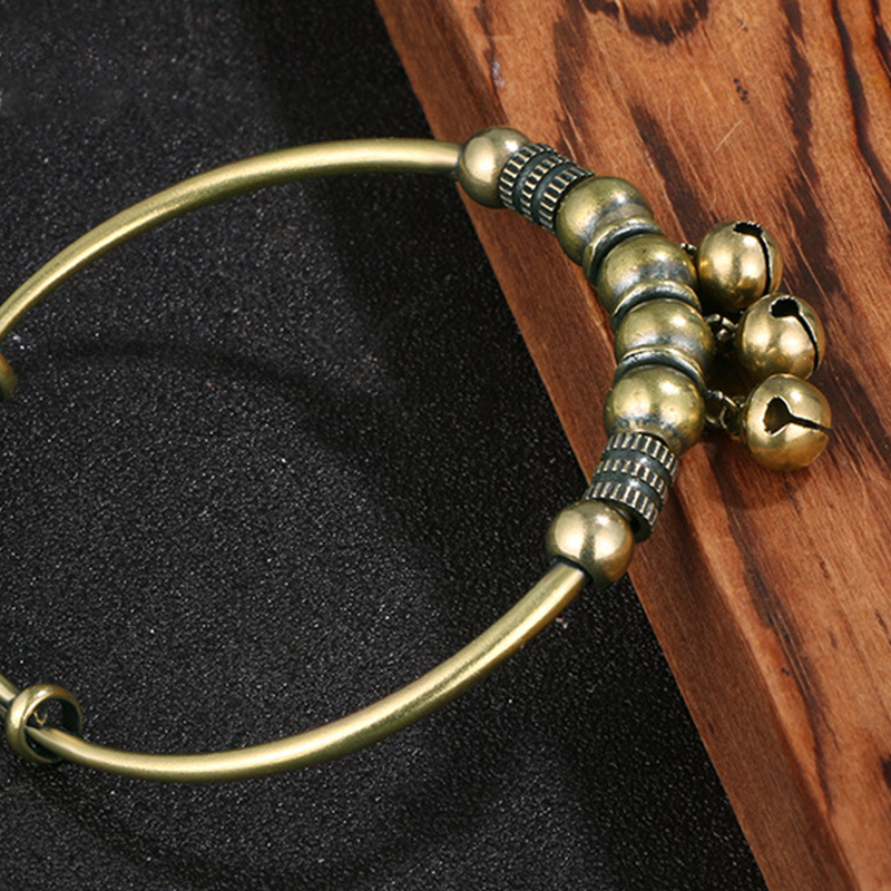 ✨ LIMITED-TIME 50% OFF! ✨ Adjustable Bell Bangle – Vintage Brass, Beads, Jingle, Lightweight 💫