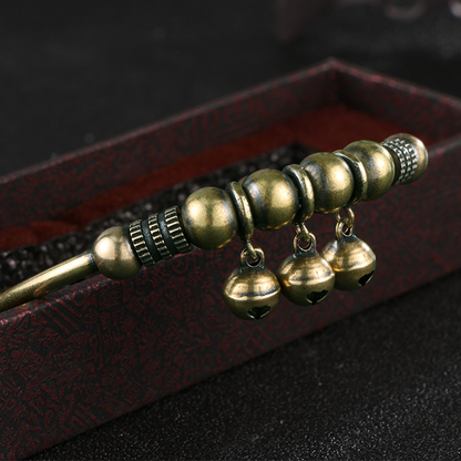 ✨ LIMITED-TIME 50% OFF! ✨ Adjustable Bell Bangle – Vintage Brass, Beads, Jingle, Lightweight 💫