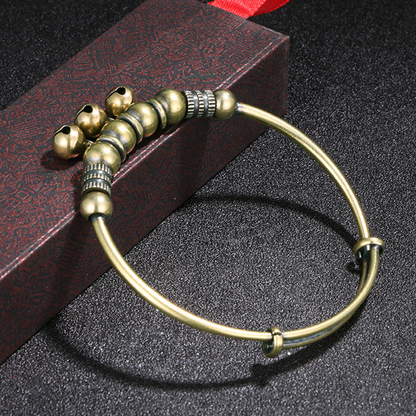 ✨ LIMITED-TIME 50% OFF! ✨ Adjustable Bell Bangle – Vintage Brass, Beads, Jingle, Lightweight 💫