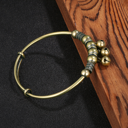✨ LIMITED-TIME 50% OFF! ✨ Adjustable Bell Bangle – Vintage Brass, Beads, Jingle, Lightweight 💫
