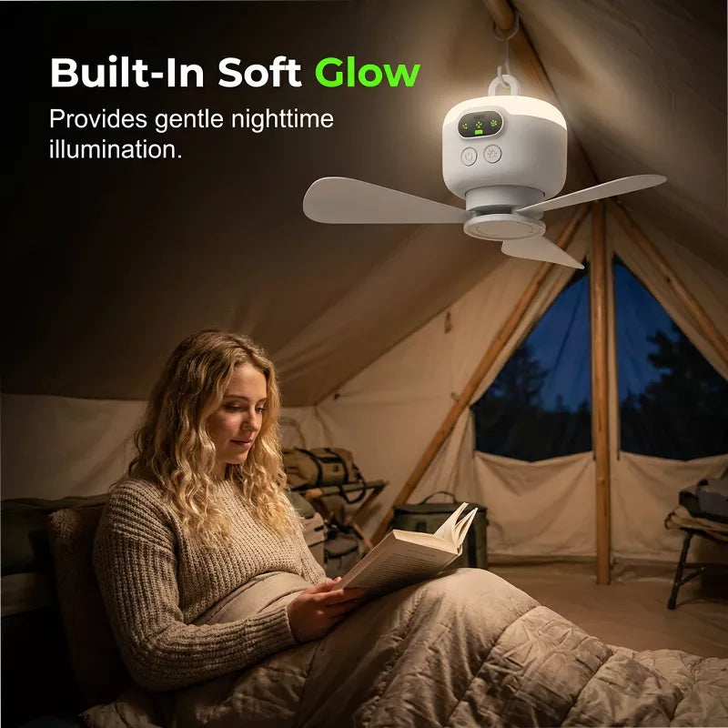🌀 LIMITED-TIME 50% OFF! ✨ Rechargeable Ceiling Fan with LED Light – 8000mAh Battery, Remote Control, Quiet Motor 🏠
