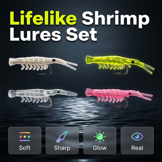 50PCS Luminous Shrimp Lures – Glow in the Dark & Sharp Hooks 🌙✨🦐🎣