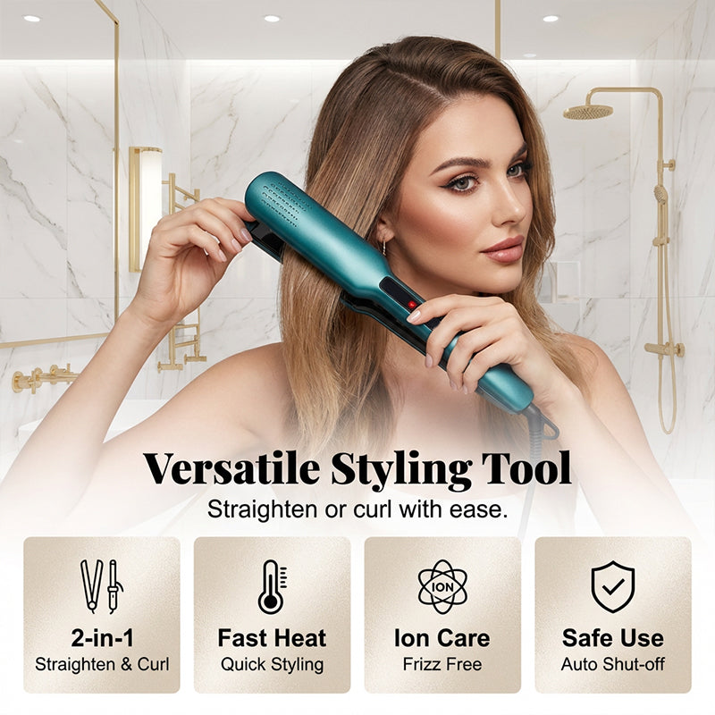 🎁🏆LAST DAY SPECIAL PRICE!-￡15.99!!💥  2-in-1 Hair Straightener and Curler with Negative Ionic Care