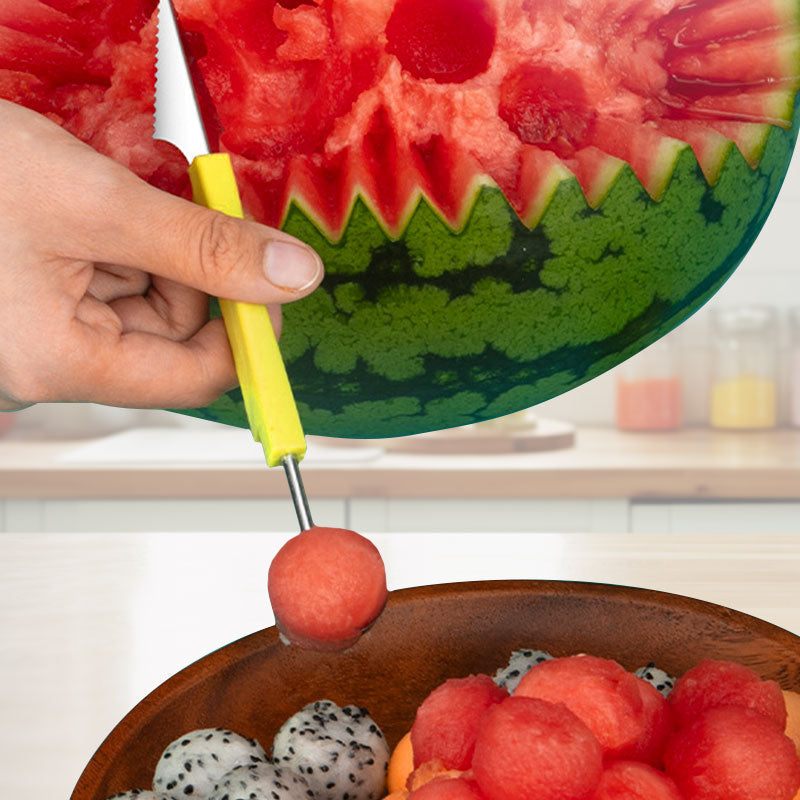 🔥 LIMITED-TIME 50% OFF！🍉✨3-in-1 Stainless Steel Melon Baller Scoop Tool Kit