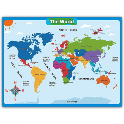 ⏳Limited-time 50% off⏰Geography Learning Poster Wall Map for Kids🗺️