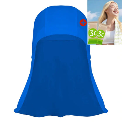 Cool-to-the-touch, reflective sun-protective neck-covering sun hat