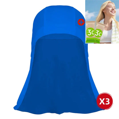 Cool-to-the-touch, reflective sun-protective neck-covering sun hat