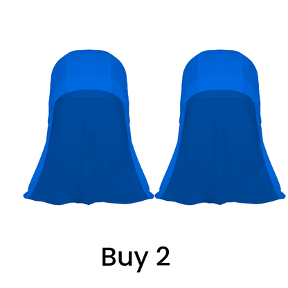 Cool-to-the-touch, reflective sun-protective neck-covering sun hat