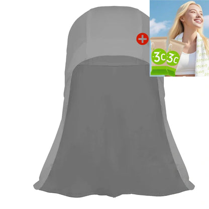 Cool-to-the-touch, reflective sun-protective neck-covering sun hat