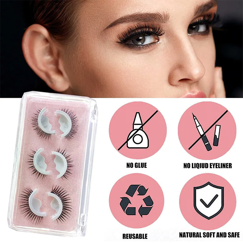 🎉2026 Sale Over 38K+ Sold!👁️Reusable Self-Adhesive False Eyelashes｜Glue-Free Natural Curly Press-On Lashes✨